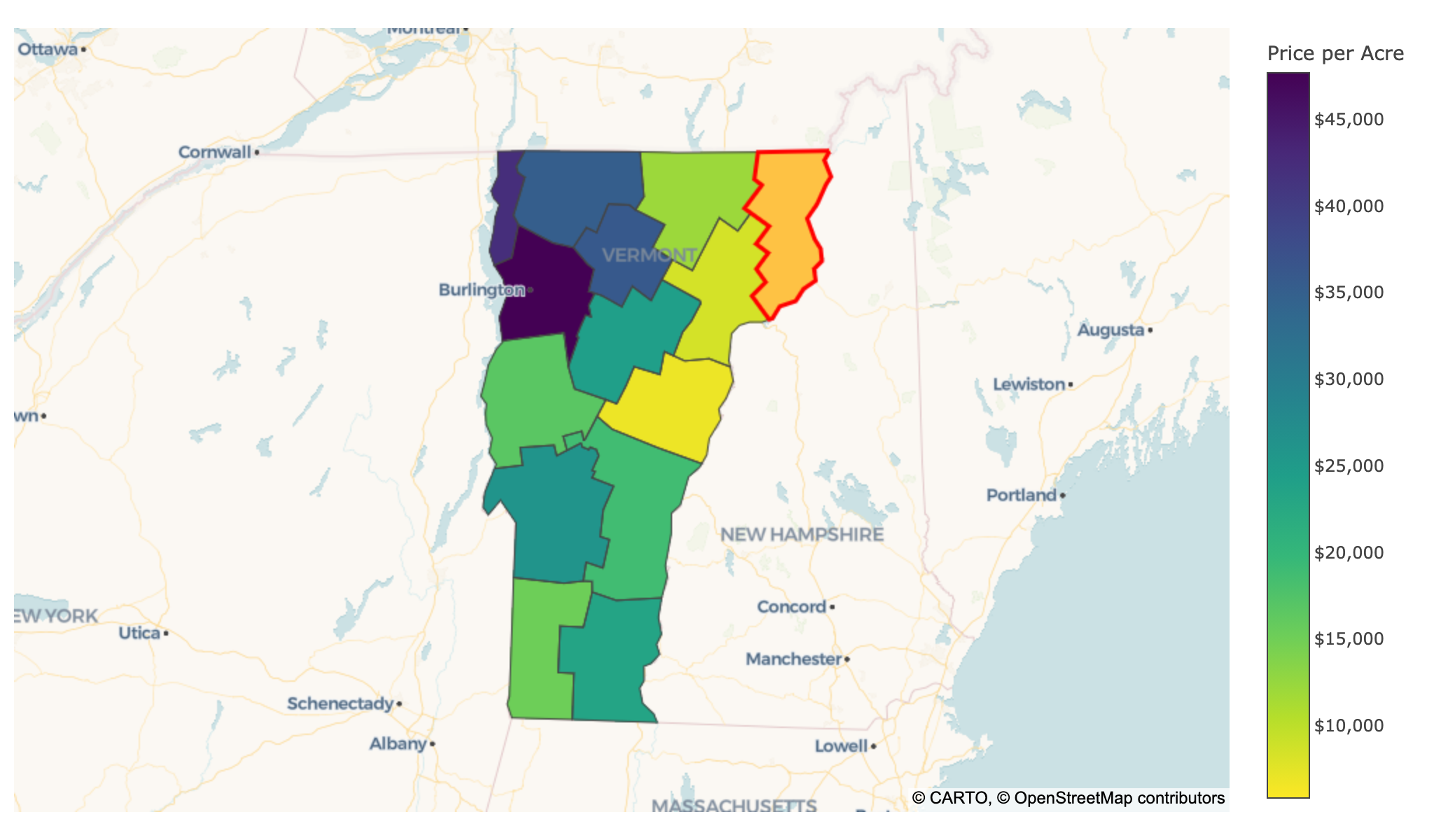 Average Cost Per Acre Land Vermont 2026